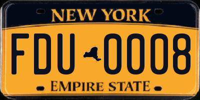 NY license plate FDU0008