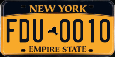 NY license plate FDU0010