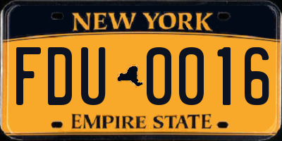 NY license plate FDU0016