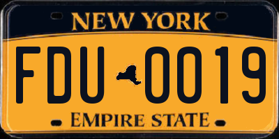 NY license plate FDU0019