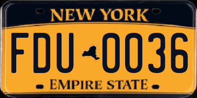 NY license plate FDU0036