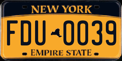 NY license plate FDU0039