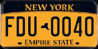 NY license plate FDU0040
