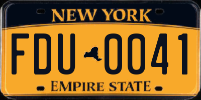 NY license plate FDU0041