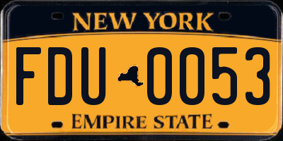 NY license plate FDU0053