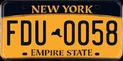 NY license plate FDU0058