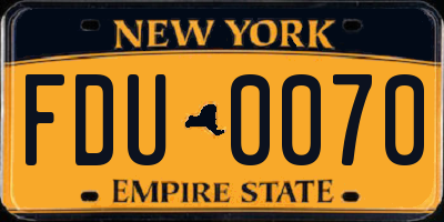 NY license plate FDU0070