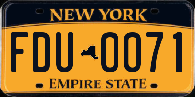 NY license plate FDU0071