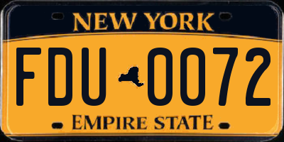 NY license plate FDU0072