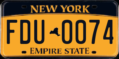 NY license plate FDU0074