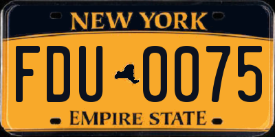 NY license plate FDU0075