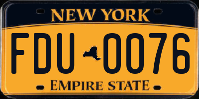 NY license plate FDU0076