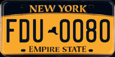 NY license plate FDU0080