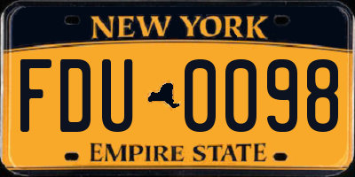 NY license plate FDU0098