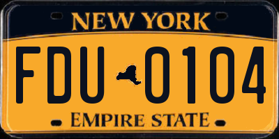 NY license plate FDU0104