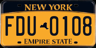 NY license plate FDU0108