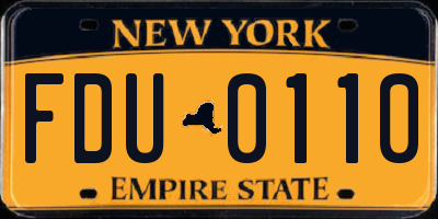 NY license plate FDU0110
