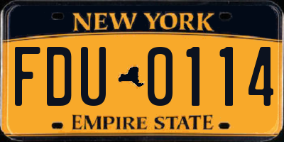 NY license plate FDU0114