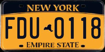 NY license plate FDU0118