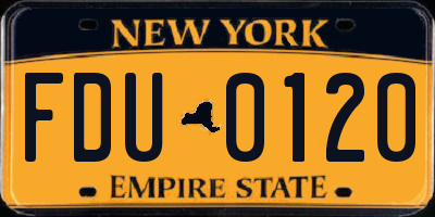 NY license plate FDU0120