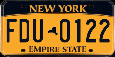 NY license plate FDU0122