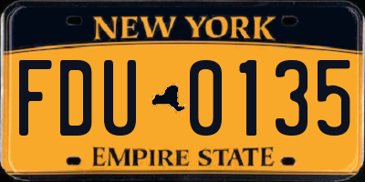 NY license plate FDU0135