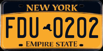 NY license plate FDU0202