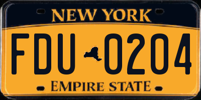 NY license plate FDU0204