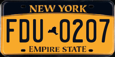 NY license plate FDU0207