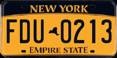 NY license plate FDU0213
