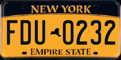 NY license plate FDU0232