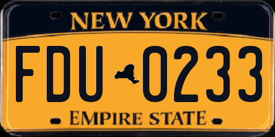 NY license plate FDU0233