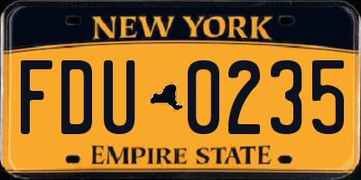 NY license plate FDU0235