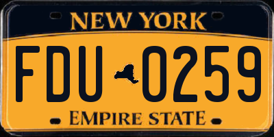 NY license plate FDU0259