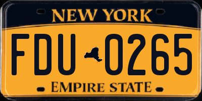 NY license plate FDU0265
