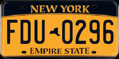 NY license plate FDU0296