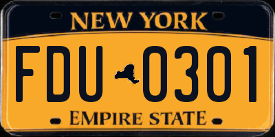 NY license plate FDU0301