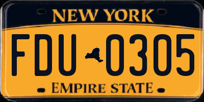 NY license plate FDU0305