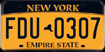 NY license plate FDU0307