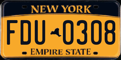 NY license plate FDU0308