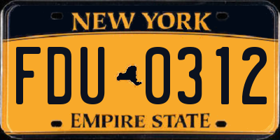 NY license plate FDU0312