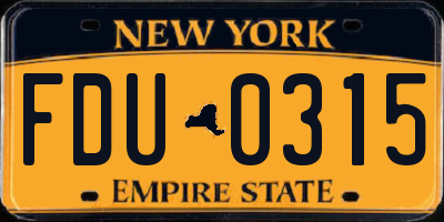 NY license plate FDU0315