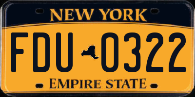NY license plate FDU0322