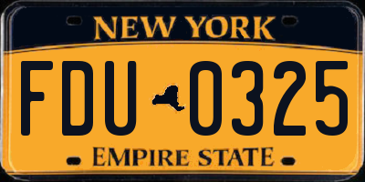 NY license plate FDU0325