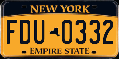 NY license plate FDU0332