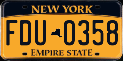 NY license plate FDU0358