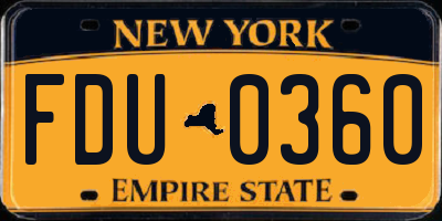 NY license plate FDU0360