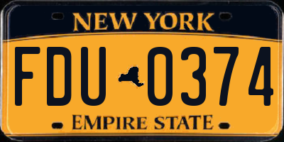 NY license plate FDU0374