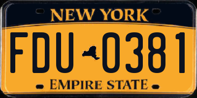 NY license plate FDU0381
