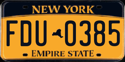 NY license plate FDU0385